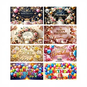 Cross border New Arrival 100D Birthday Bunting Banner Cloth for Parties Celebrations Various Themed Scene Decorations
