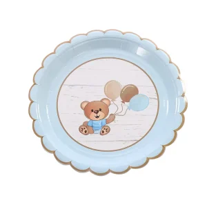 Cross border New Disposable Tableware Party Lace Bear and Balloons Plate Cup Friends Dinner Paper Plate Paper Cup