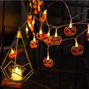 Cross border New Style Cartoon LED Smiling Face Warm White Pumpkin Light String Halloween Party Decoration Colorful Lights 3m