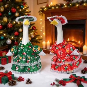 Cross border New style Christmas Porch Goose Costume Pastoral style Large White Goose Courtyard Decoration Clothing Hat Factory
