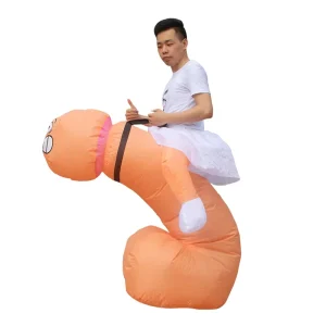 Cross-border Special Halloween Party Costumes Inflatable Riding Dolls Male Root Costume Pink Adults