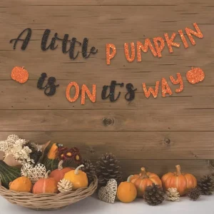 Cross border Thanksgiving Pumpkin Shaped Banner Party Scene Bunting with ‘A Little Pumpkin Is on Its Way’ Design