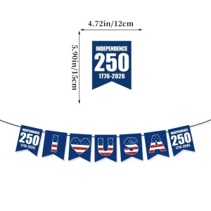 Cross-border US Independence Day Party Decoration 250th Anniversary National Day Paper Banner Hanging Triangle Flag Model
