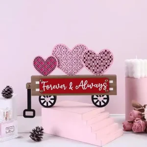 Cross border Valentine’s Day Birthday Wooden Crafts Heart shaped Car Party Decoration Ornaments Desktop Window Display Gift
