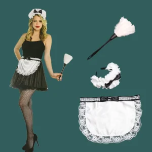 Cross border for Halloween Party Performance Costume Role Play Maid 3 piece Set