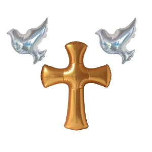 Cross-shaped Balloons Laser-cut Dove Foil Balloons for Baby Baptism Party Supplies