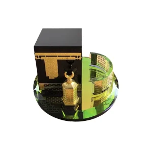 Crystal Glass Kaaba Model 3-Piece Set ISO Certified Modern Islamic Desktop Ornament