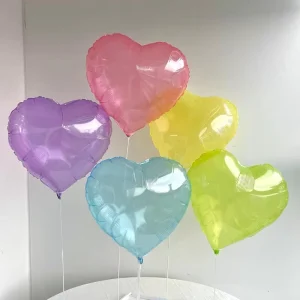 Crystal Jelly Color Heart Shaped 18 Inch Love Aluminum Film Balloon for Children’s Birthday Party Decoration Background Wall