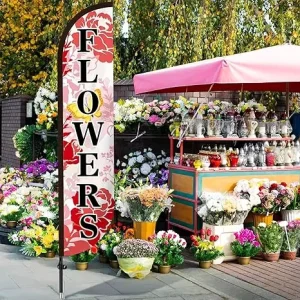 Custom 18ft Feather Flag Banner for Shopping Festival Retail Marketing