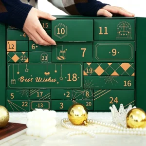 Custom 24 Days Advent Countdown Gift Box Empty Makeup Packaging Box Christmas Beauty Advent Calendar Box for Holiday