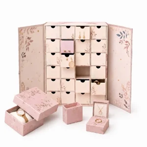 Custom 24 Days Drawer Advent Calendar Christmas Gift Box Empty Cardboard Paper Jewelry Cosmetic Beauty Gift Packaging Countdown