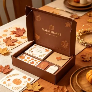 Custom Autumn Thanksgiving Printed Kraft Mailer Box OEM ODM Holiday Gift Packaging Box for Snack Food