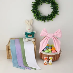 Custom Baby Christening Wreath Sash Cotton Ribbon for Holiday Christmas Wedding Farmhouse Home Party Bow Decor