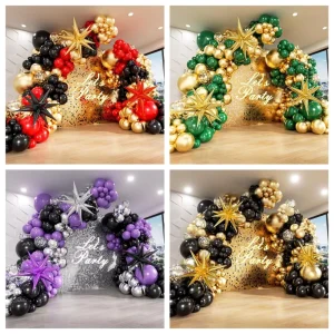 Custom Balloons Party Set 124PCS Holiday Decorations Supplies Foil Party Balloons Arch Decorations Set
