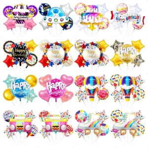 Custom Birthday Balloon Party Decoration Supplies Ice Cream Happy Birthday to You Party Foil Balloons Decorations Set