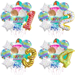 Custom Birthday Balloon Party Decoration Supplies Ice Cream Happy Birthday to You Party Foil Balloons Decorations Set