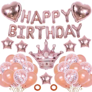 Custom Birthday Balloon Party Decoration Supplies Kids Girls Happy Birthday Party Foil Balloons Decorations Set