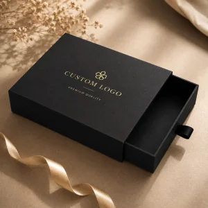 Custom Black Cardboard Paper Sliding Gift Box Drawer Box