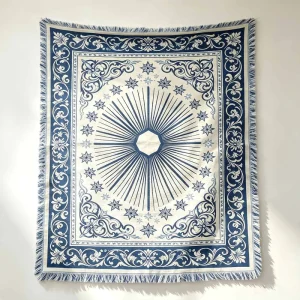 Custom Boho Geometric Woven Wall Hanging Tapestry with Fringes Decorative Throw Blanket for Living Room Bedroom Art