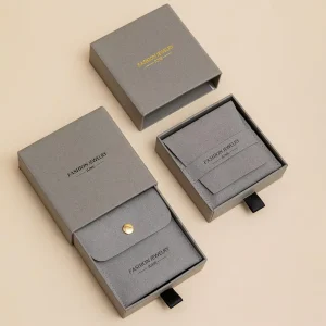 Custom Cardboard Rigid Paper Luxury Bracelet Jewelry Gift Packaging Box with Pouch for Earring Necklace Ring