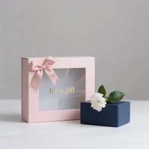 Custom Cardboard with Ribbon Decoration Birthday Holiday Gift Box Sturdy Gift Box with Transparent Window