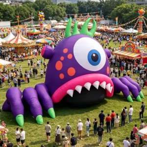 Custom Carnival Inflatable Monster Cartoon Mascot LED Light Oxford PVC Material 12ft Waterproof Durable for Event