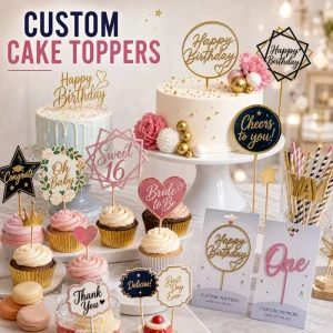 Custom Child Birthday Acrylic Cake & Cupcake Toppers Food Picks Dessert Table Decorations