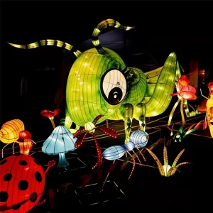 Custom Chinese New Year Lantern Festival Silk Flower Lantern Waterproof Reusable LED Light Indoor/Outdoor Use