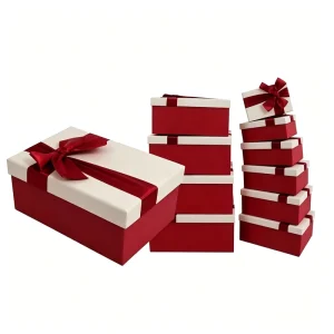 Custom Christmas 10 Pcs Lid and Base Gift Box Set Luxury Foldable Magnetic Rigid Packaging for Holiday Jewelry Cosmetics