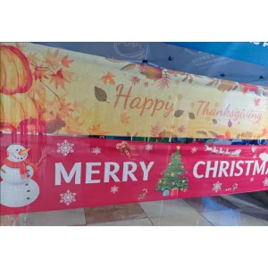 Custom Christmas Banner Vertical Christmas Door Banner for Front Door Holiday Party Decoration