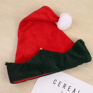 Custom Christmas Bell Elf Hats Red Non woven Fabric Classic Fit for Adults Children Holiday Party Costume Accessories