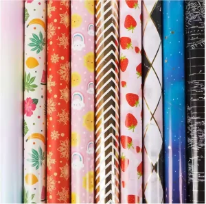 Custom Christmas Biodegradable Packaging Paper Pulp Flowers Eco Friendly PE Coated Gift Wrapping for the Holidays
