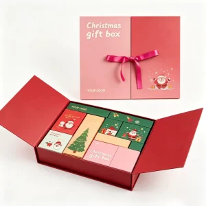 Custom Christmas Cardboard Paper Box Packaging Luxury Gift Box with Clear PVC Window for Festival Gift Packaging