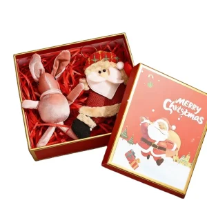 Custom Christmas Gift Box Greeting Card & Raffia Grass for Holiday Paper Packaging Exclusive Holiday Gift Box Design Free