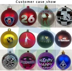 Custom Christmas Ornament Balls, Acrylic or Plastic Baubles with Logo, Name, or Pattern