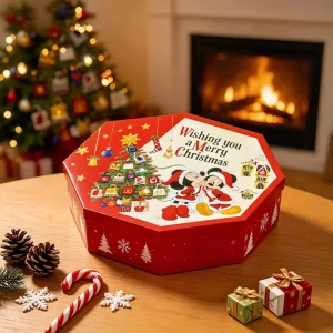 Custom Christmas Perfume Gift Box Velvet Insert Gold Foil Embossing Design Hexagon Rigid Magnetic Closure for Holiday Fragrance