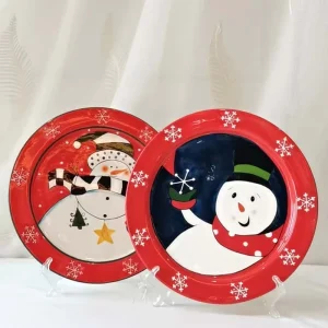 Custom Christmas Plate Set Dinnerware Red Snowman Dinner Set Festival Decorative Tableware