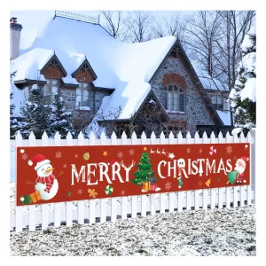 Custom Christmas Trade Show Hanging Doublesided Fabric Ceiling Banner Wall Hanging Flags in Mall Banner