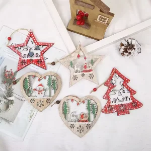 Custom Christmas Tree Hanging Christmas Ornaments Wooden Christmas Hanging Wooden Ornaments Wooden Tree Decoration Pendants