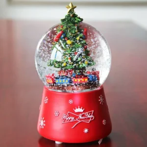 Custom Christmas Tree Music Glass Snow Globe Resin Water Globe Musical Souvenir Craft Art Model Theme Gift