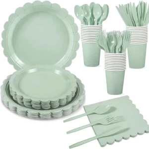 Custom Classic Green Grid Themed Butterfly Paper Tableware Set for Halloween Graduation Valentine’s Day Weddings Parties