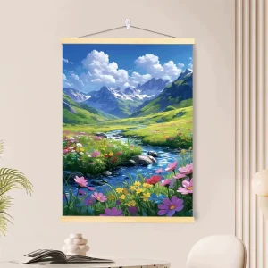 Custom Coastal Scenery Decor Printed Polyester Canvas Waterproof UV Resistant Customizable Wall Art Hanging Banner for Bedroom