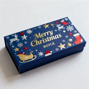 Custom Coated Paper Packaging Boxes With Matt Lamination Gold Foil Logo Four Color Printing Elegant Design For Christmas Gifts