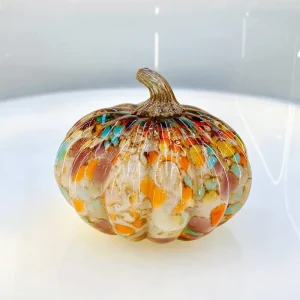 Custom Colorful Shiny Personalized Handmade Durable Glass Pumpkin Shaped LED Light for Home Halloween Ornament