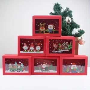 Custom Creative Christmas Kraft Paper Christmas Bakery Donut Pastry Festive Event Gift Boxes with Window Sustainable Treat Boxes