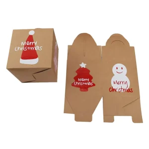 Custom Creative Folding Square Holiday Candy Wrap Kraft Gift Box