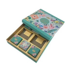 Custom Design Blue Printing 3d Emboss Logo Christmas Gift Frosted UV Spot Logo Box And Bag Set