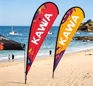 Custom Design Outdoor Festival Polyester Pennant Beach Flag Drop Feather Banner Stand Fiberglass Flag Pole