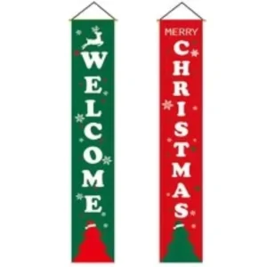 Custom Design Outdoor Waterproof Polyester Fiberglass Pennant Hanging Flag Large Size Eco Friendly Digital Merry Christmas