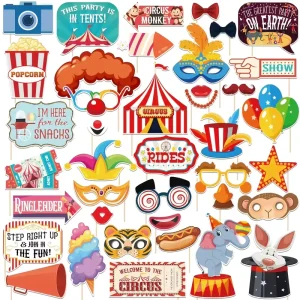 Custom Digital Printed Embossed Carnival Clown Theme Party Decorations and Photo Props Art Paper Cardboard Coated Paper Materials